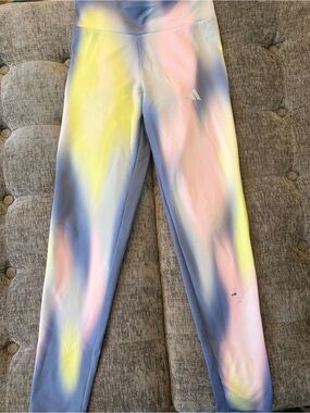 adidas Kids Pastel Tie-Dye Leggings - Blue, Pink, Yellow